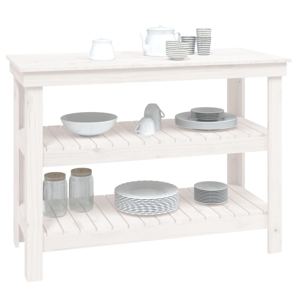 Produktbild för Skobänk vit 110,5x50x80 cm massiv furu