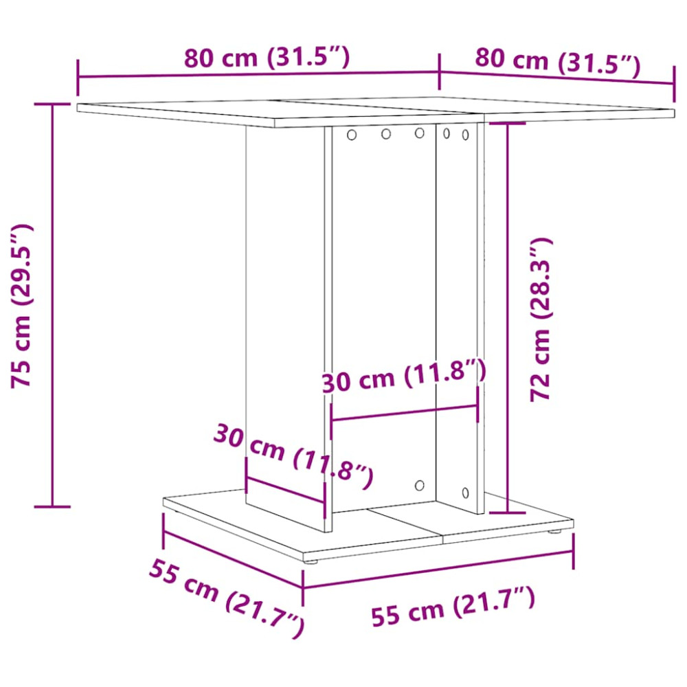 Produktbild för Matbord rökfärgad ek 80x80x75 cm konstruerat trä