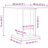 Produktbild för Matbord rökfärgad ek 80x80x75 cm konstruerat trä