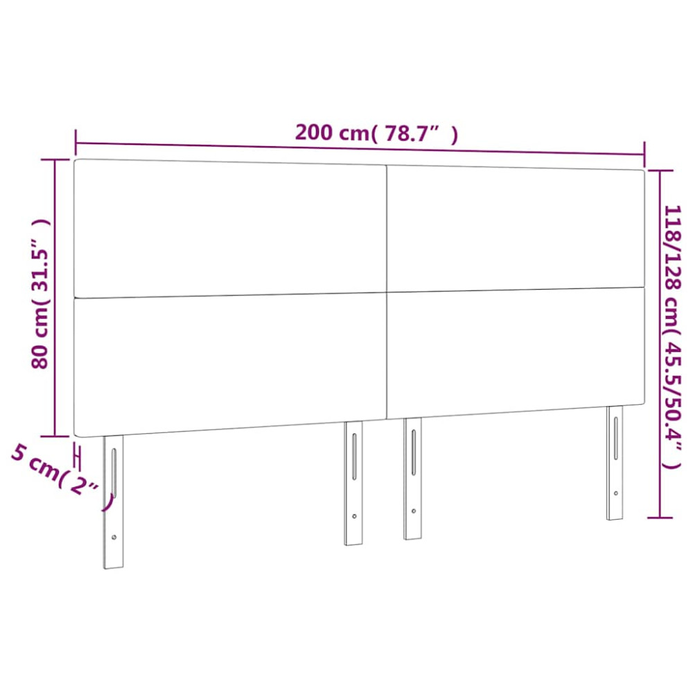Produktbild för Sänggavel LED mörkgrön 200x5x118/128 cm sammet