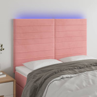 Produktbild för Sänggavel LED rosa 144x5x118/128 cm sammet