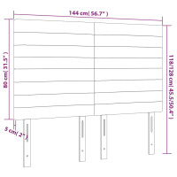 Produktbild för Sänggavel LED rosa 144x5x118/128 cm sammet