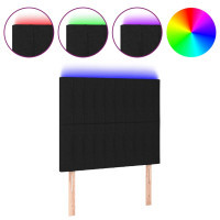Produktbild för Sänggavel LED svart 100x5x118/128 cm tyg