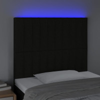Produktbild för Sänggavel LED svart 100x5x118/128 cm tyg