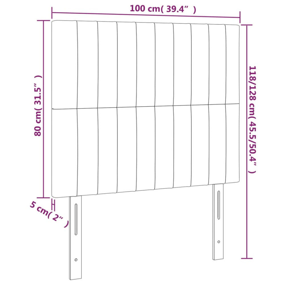Produktbild för Sänggavel LED svart 100x5x118/128 cm tyg