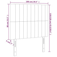 Produktbild för Sänggavel LED svart 100x5x118/128 cm tyg