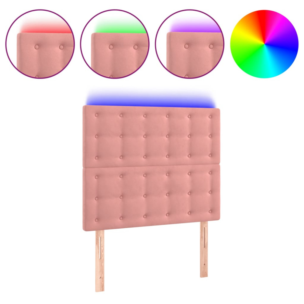 Produktbild för Sänggavel LED rosa 100x5x118/128 cm tyg