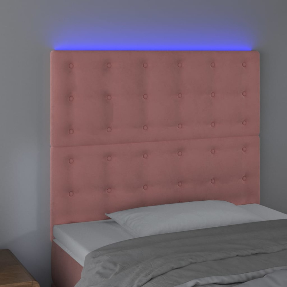 Produktbild för Sänggavel LED rosa 100x5x118/128 cm tyg