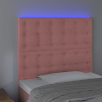 Produktbild för Sänggavel LED rosa 100x5x118/128 cm tyg