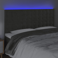 Produktbild för Sänggavel LED mörkgrå 200x5x118/128 cm sammet