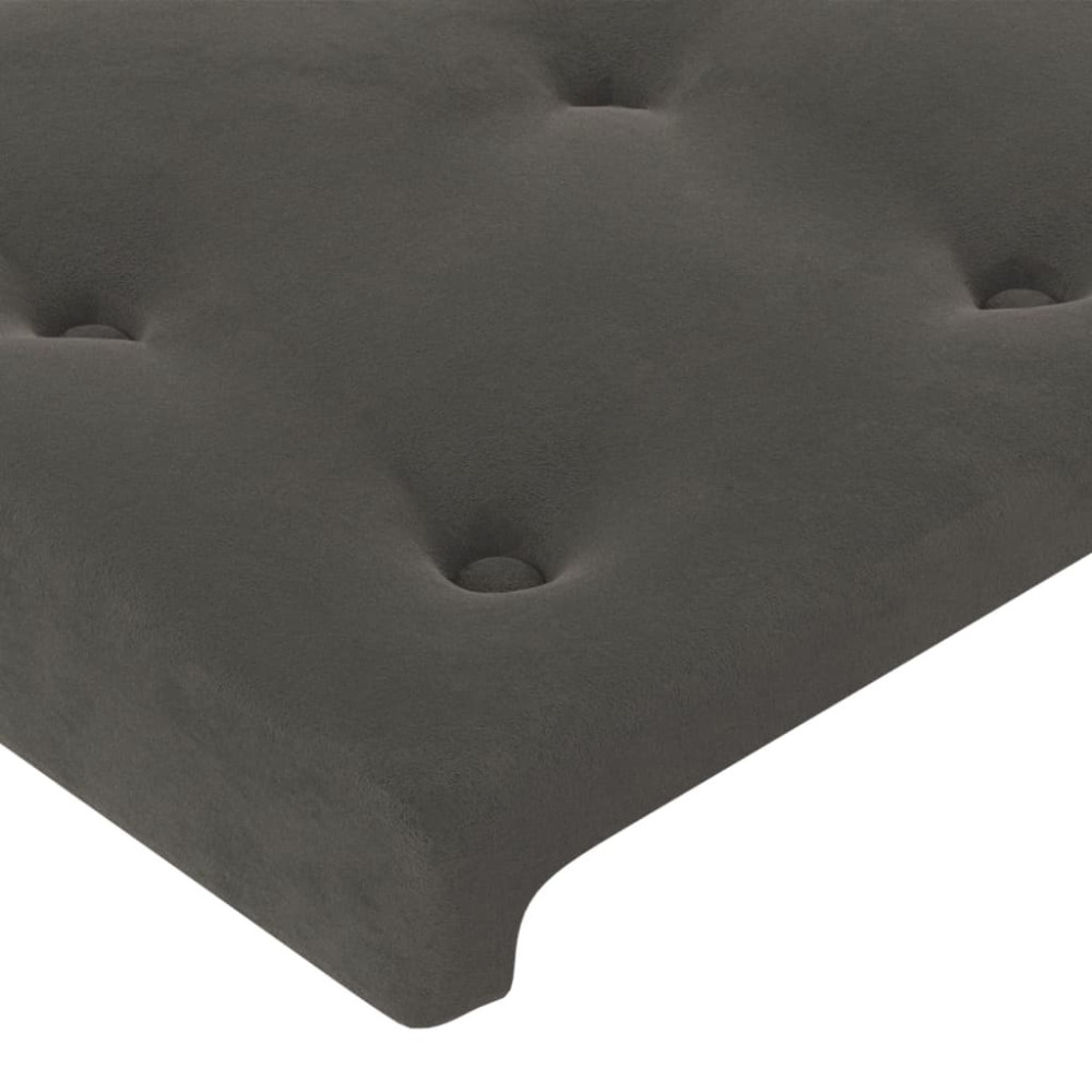 Produktbild för Sänggavel LED mörkgrå 200x5x118/128 cm sammet