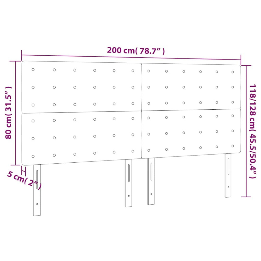 Produktbild för Sänggavel LED mörkgrön 200x5x118/128 cm sammet