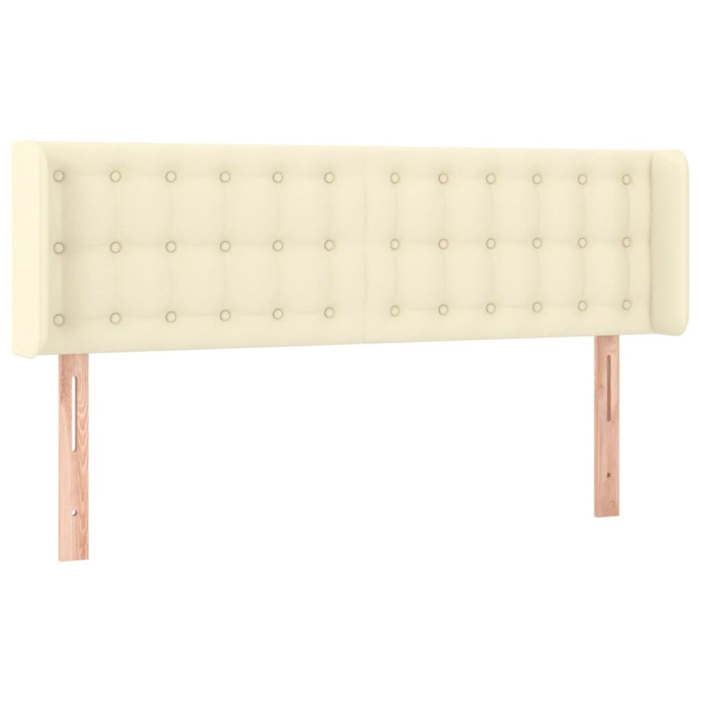Produktbild för Sänggavel LED gräddvit 147x16x78/88 cm konstläder