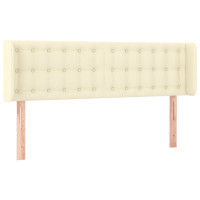 Produktbild för Sänggavel LED gräddvit 147x16x78/88 cm konstläder
