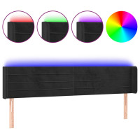 Produktbild för Sänggavel LED svart 203x16x78/88 cm sammet