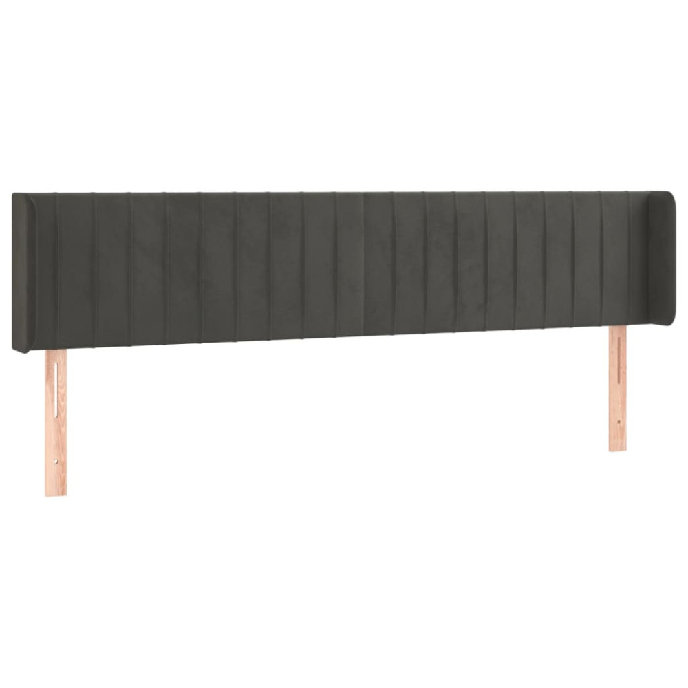 Produktbild för Sänggavel LED mörkgrå 183x16x78/88 cm sammet