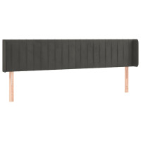 Produktbild för Sänggavel LED mörkgrå 183x16x78/88 cm sammet