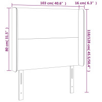 Produktbild för Sänggavel LED mörkbrun 103x16x118/128 cm tyg