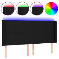 Produktbild för Sänggavel LED svart 163x16x118/128 cm tyg