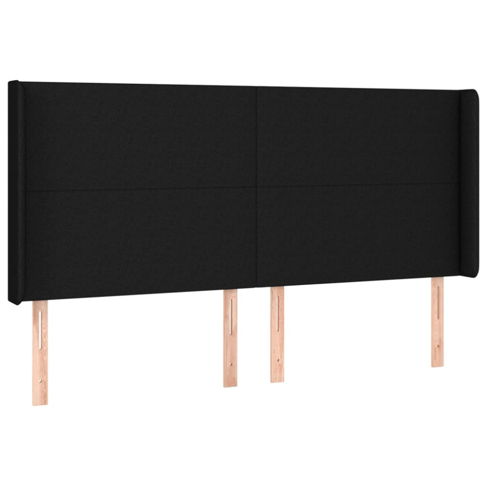 Produktbild för Sänggavel LED svart 163x16x118/128 cm tyg