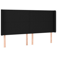 Produktbild för Sänggavel LED svart 163x16x118/128 cm tyg