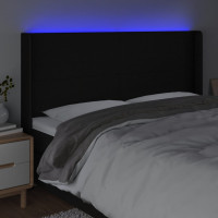 Produktbild för Sänggavel LED svart 163x16x118/128 cm tyg
