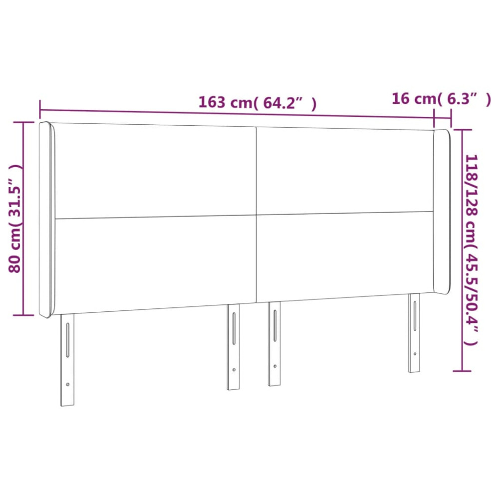 Produktbild för Sänggavel LED svart 163x16x118/128 cm tyg