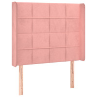 Produktbild för Sänggavel LED rosa 93x16x118/128 cm sammet