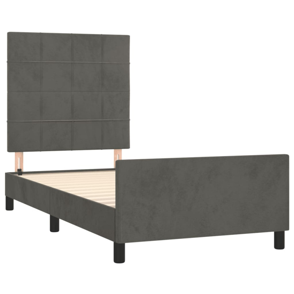 Produktbild för Sängram utan madrass mörkgrå 90x190 cm sammet
