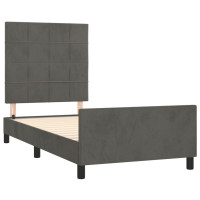 Produktbild för Sängram utan madrass mörkgrå 90x190 cm sammet