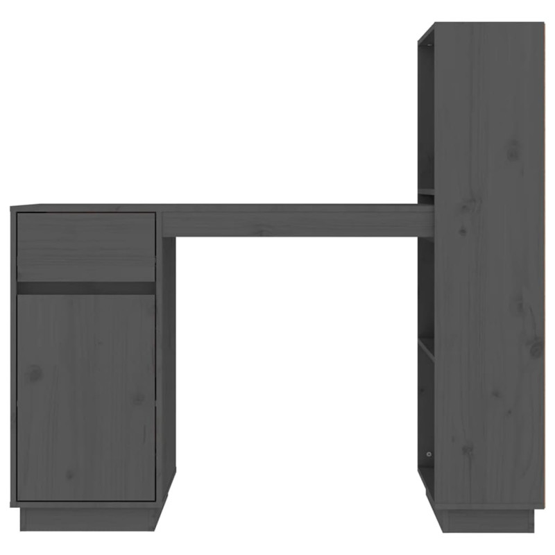 Produktbild för Skrivbord grå 110x53x117 cm massiv furu