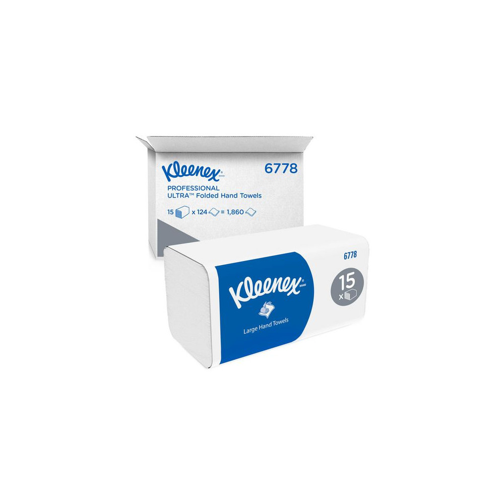 Produktbild för Handduk KLEENEX V-vikt 1860/fp Vit