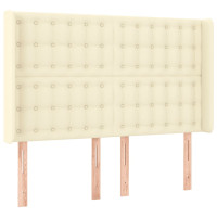 Produktbild för Sänggavel LED gräddvit 147x16x118/128 cm konstläder
