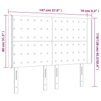 Produktbild för Sänggavel LED gräddvit 147x16x118/128 cm konstläder