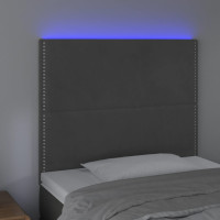 Produktbild för Sänggavel LED mörkgrå 100x5x118/128 cm sammet