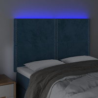 Produktbild för Sänggavel LED mörkblå 144x5x118/128 cm sammet