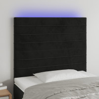 Produktbild för Sänggavel LED svart 100x5x118/128 cm sammet