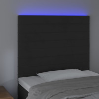 Produktbild för Sänggavel LED svart 100x5x118/128 cm sammet