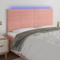 Produktbild för Sänggavel LED rosa 160x5x118/128 cm sammet