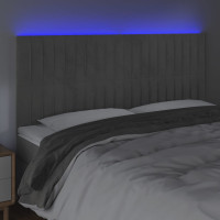 Produktbild för Sänggavel LED ljusgrå 160x5x118/128 cm sammet