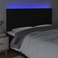 Produktbild för Sänggavel LED svart 200x7x118/128 cm tyg