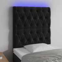 Produktbild för Sänggavel LED svart 80x7x118/128 cm sammet