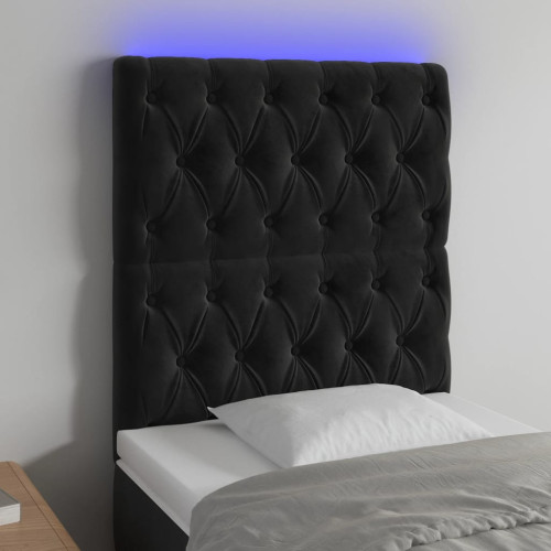 vidaXL Sänggavel LED svart 80x7x118/128 cm sammet