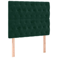 Produktbild för Sänggavel LED mörkgrön 90x7x118/128 cm sammet