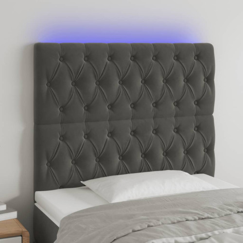 vidaXL Sänggavel LED mörkgrå 100x7x118/128 cm sammet