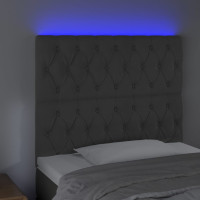 Produktbild för Sänggavel LED mörkgrå 100x7x118/128 cm sammet