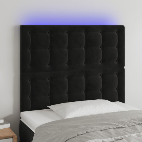 vidaXL Sänggavel LED svart 80x5x118/128 cm sammet