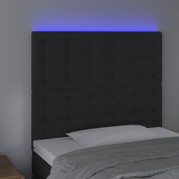 Produktbild för Sänggavel LED svart 80x5x118/128 cm sammet