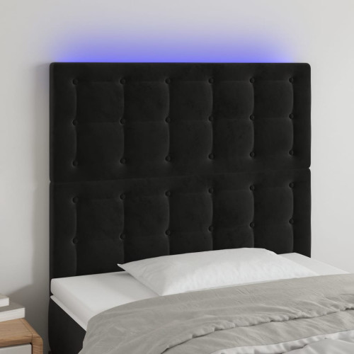 vidaXL Sänggavel LED svart 90x5x118/128 cm sammet