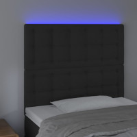 Produktbild för Sänggavel LED svart 90x5x118/128 cm sammet